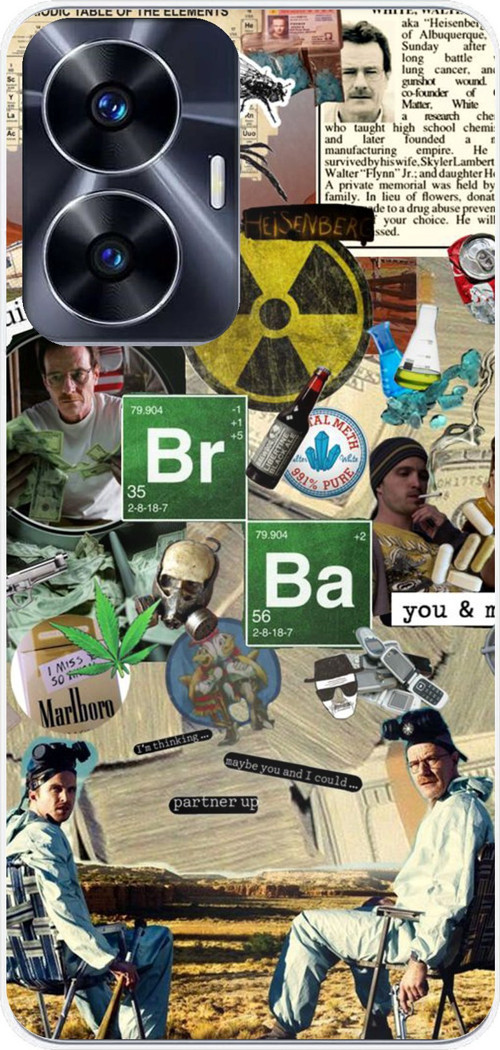 Realme C55 Uyumlu Breaking Bad Kolaj Baskılı Silikon Kılıf