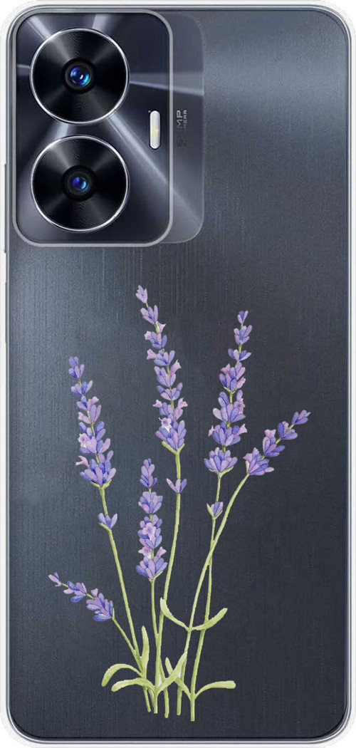 Realme C55 Uyumlu Lavanta Çiçek Tasarımlı Baskılı Silikon Kılıf
