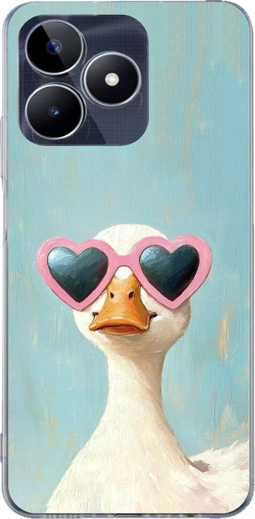 Realme C53 Uyumlu Yağlı Boya Pop-Art Ördek Baskılı Silikon Kılıf