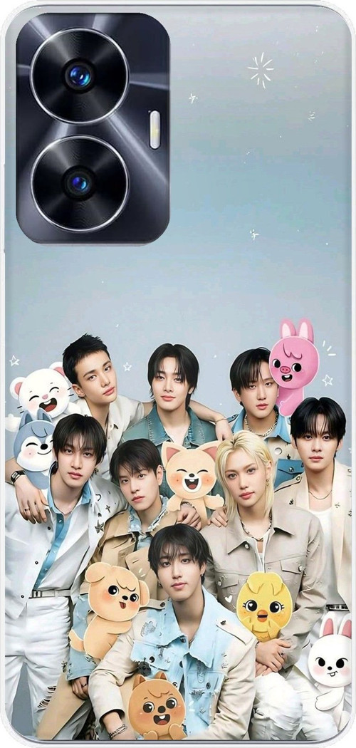 Realme C55 Uyumlu Tray Kids K-Pop Grubu ve SKZOO Temalı Baskılı Silikon Kılıf