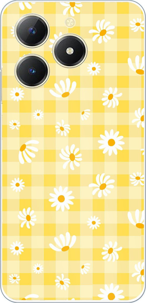 Realme C61 Uyumlu Sarı Papatya Bahçesi Baskılı Silikon Kılıf