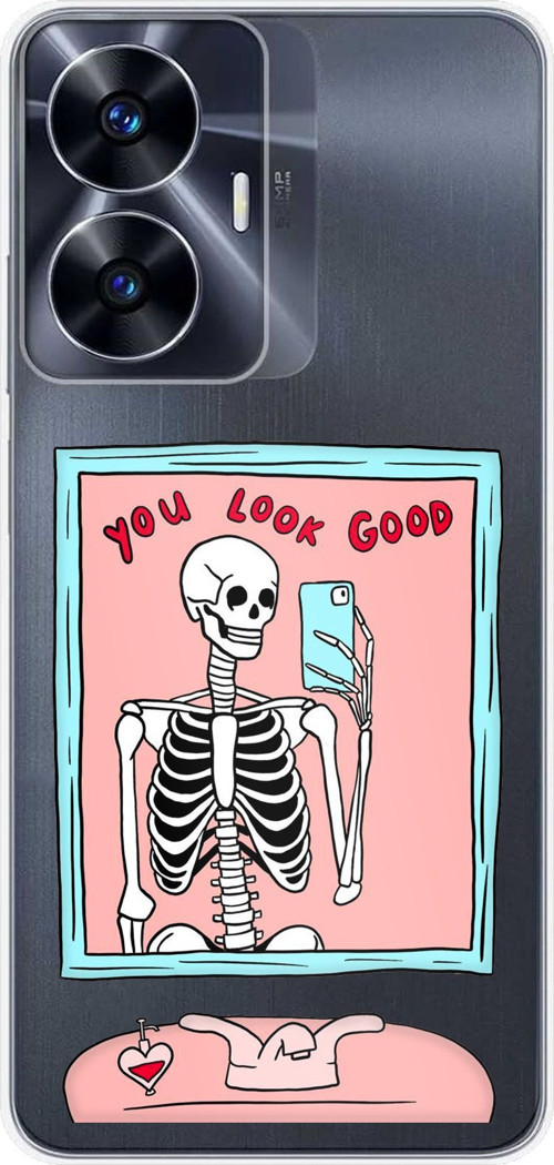 Realme C55 Uyumlu You Look Good İskelet Tasarımlı Baskılı Silikon Kılıf