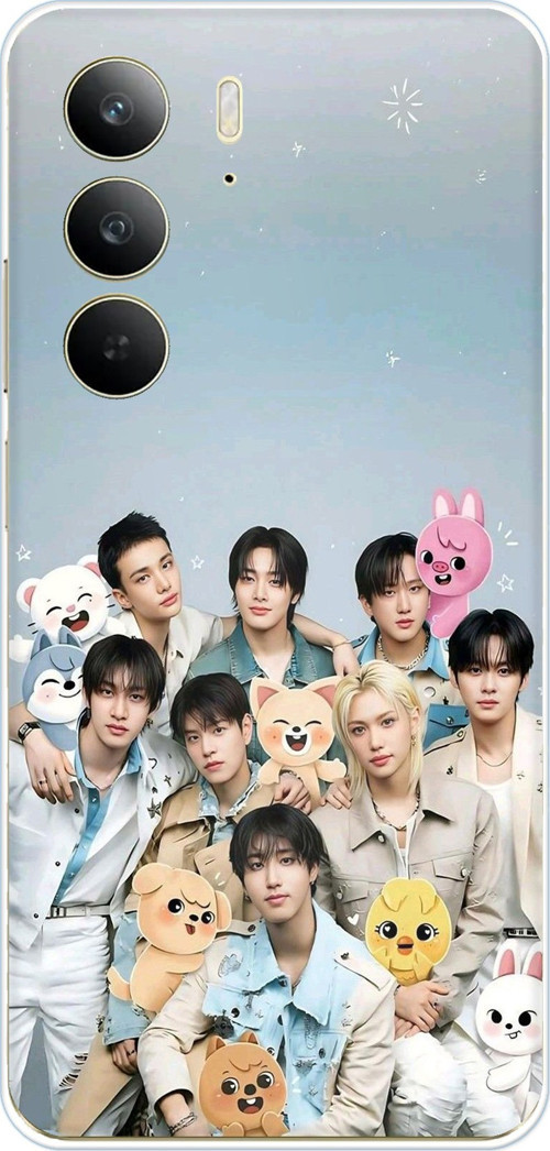 Realme C75 Uyumlu Tray Kids K-Pop Grubu ve SKZOO Temalı Baskılı Silikon Kılıf