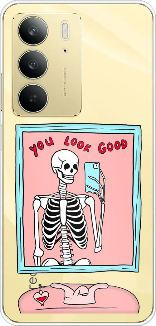 Realme C75 Uyumlu You Look Good İskelet Tasarımlı Baskılı Silikon Kılıf
