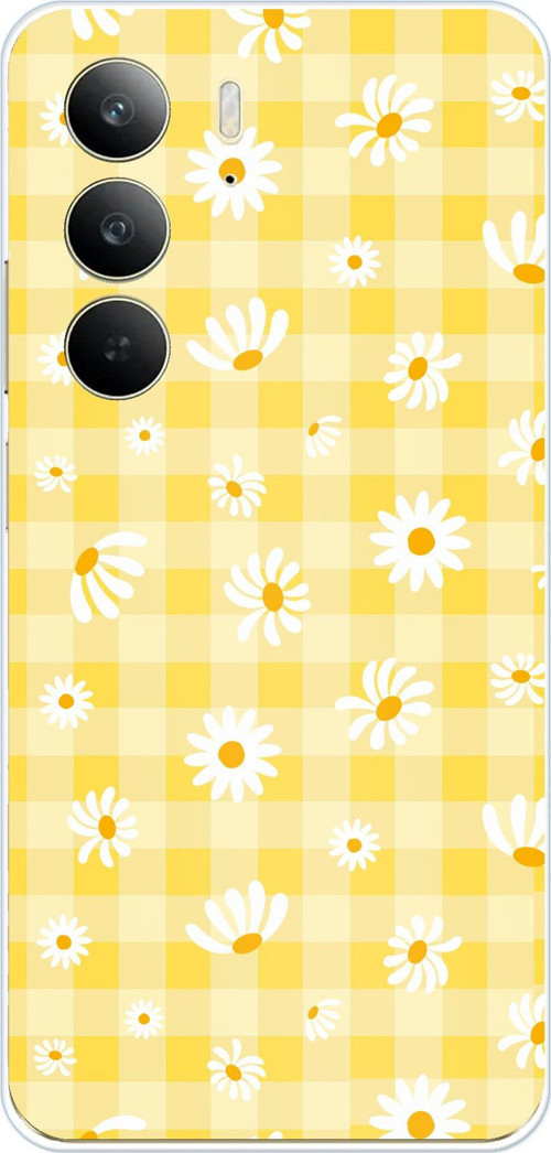 Realme C75 Uyumlu Sarı Papatya Bahçesi Baskılı Silikon Kılıf