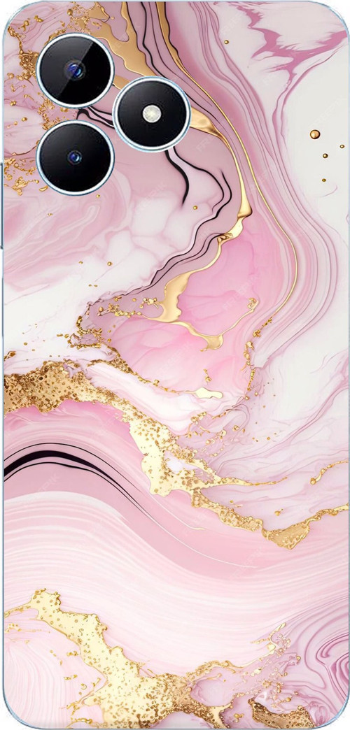 Realme Note 50 Uyumlu Pembe Mermer Baskılı Silikon Kılıf