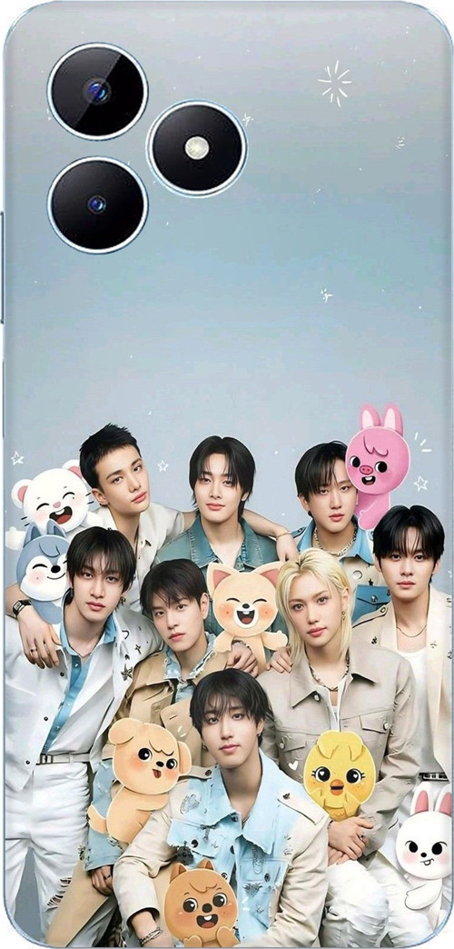 Realme Note 50 Uyumlu Tray Kids K-Pop Grubu ve SKZOO Temalı Baskılı Silikon Kılıf
