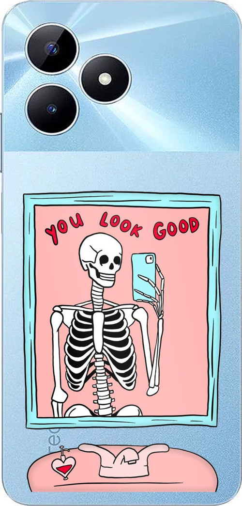 Realme Note 50 Uyumlu You Look Good İskelet Tasarımlı Baskılı Silikon Kılıf