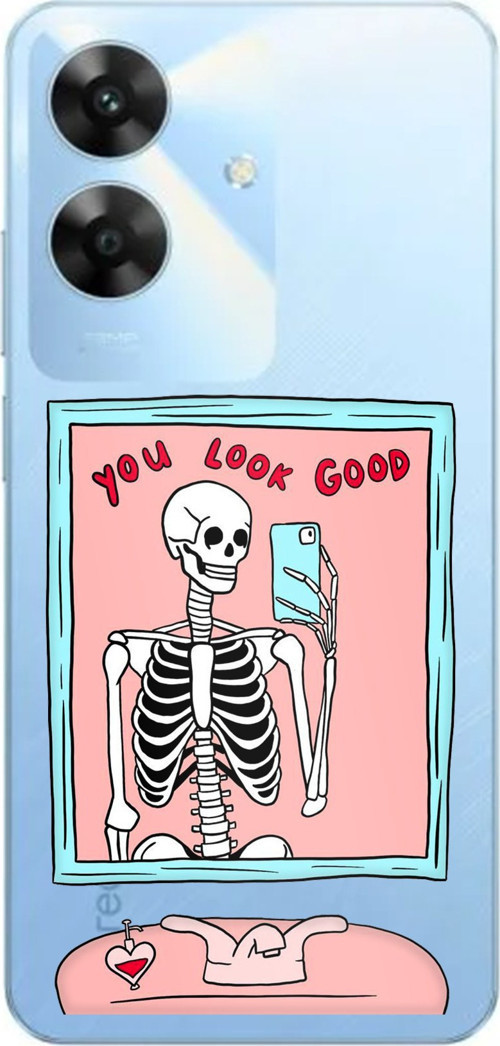 Realme Note 60 Uyumlu You Look Good İskelet Tasarımlı Baskılı Silikon Kılıf