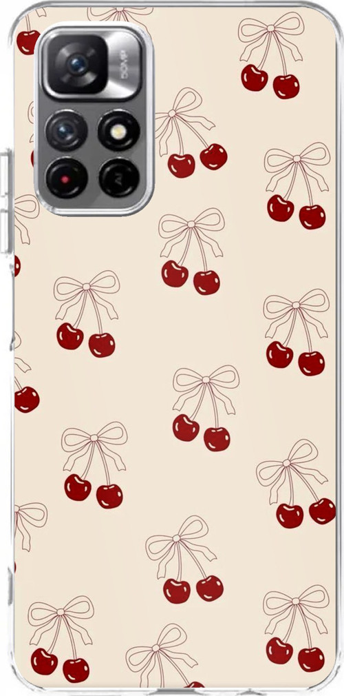 Redmi 10 Uyumlu Fiyonklu Kirazlar Baskılı Silikon Kılıf