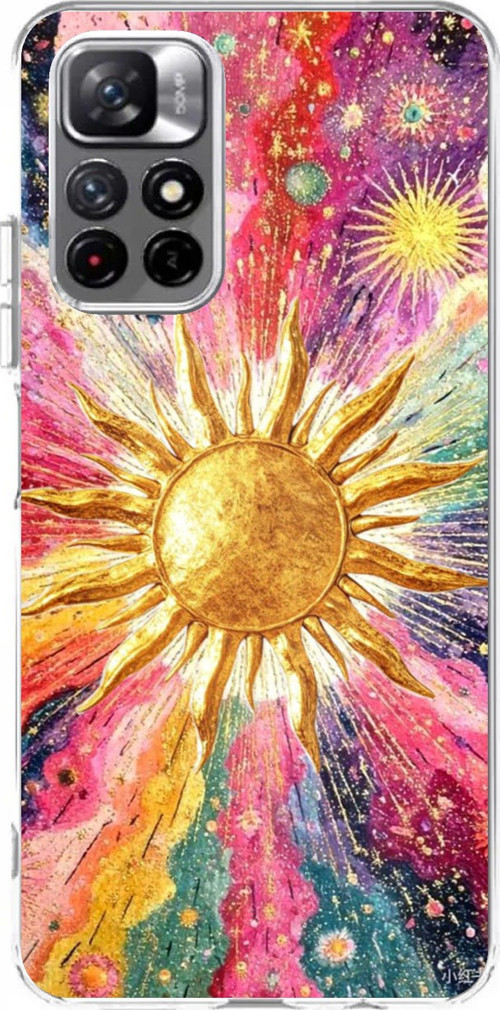 Redmi 10 Uyumlu Psikedelik Galaksi ve Güneş Desenli Baskılı Silikon Kılıf