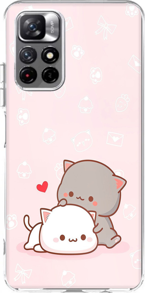 Redmi 10 Uyumlu Sevimli ve Remontik Kediler Baskılı Silikon Kılıf