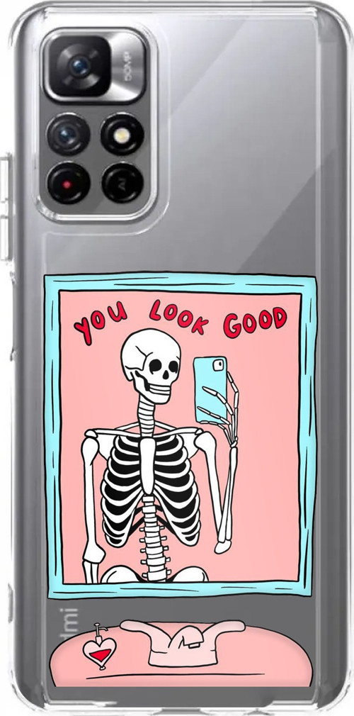 Redmi 10 Uyumlu You Look Good İskelet Tasarımlı Baskılı Silikon Kılıf