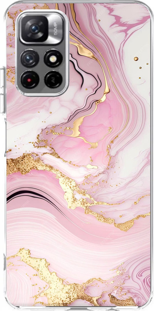 Redmi 10 Uyumlu Pembe Mermer Baskılı Silikon Kılıf