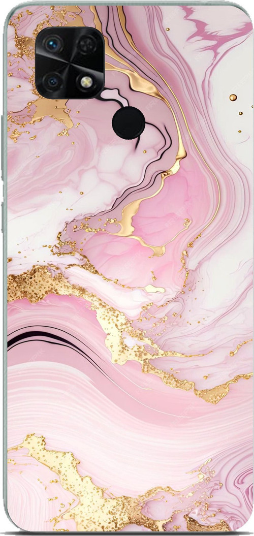 Redmi 10C - POCO C40 Uyumlu Pembe Mermer Baskılı Silikon Kılıf