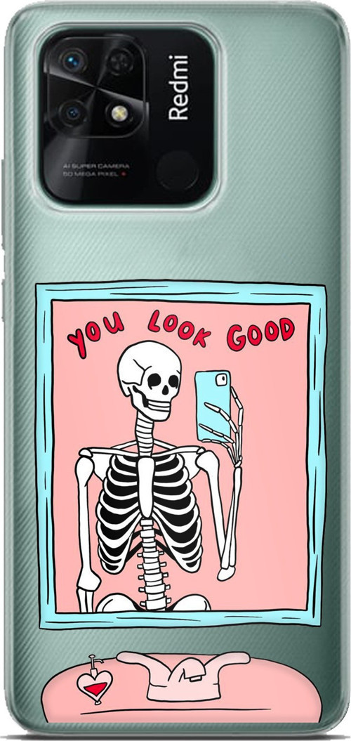 Redmi 10C - POCO C40 Uyumlu You Look Good İskelet Tasarımlı Baskılı Silikon Kılıf