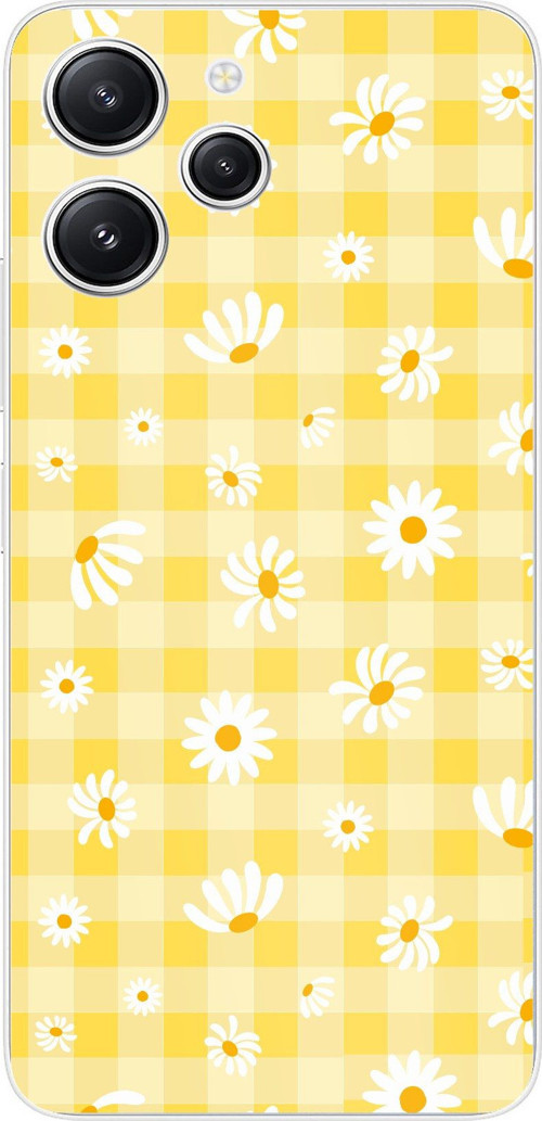 Redmi 12 Uyumlu Sarı Papatya Bahçesi Baskılı Silikon Kılıf