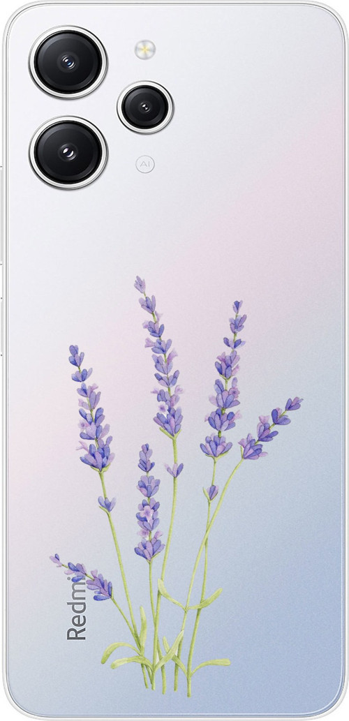 Redmi 12 Uyumlu Lavanta Çiçek Tasarımlı Baskılı Silikon Kılıf