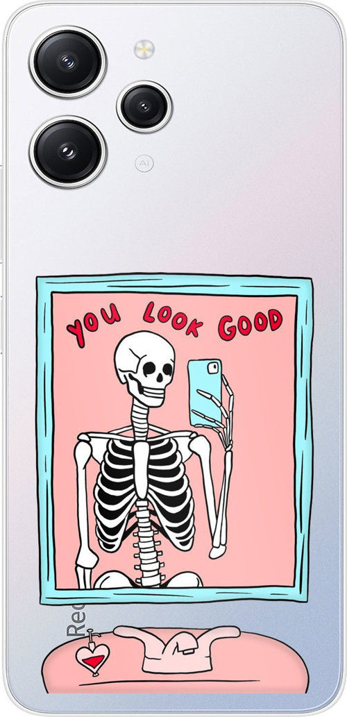 Redmi 12 Uyumlu You Look Good İskelet Tasarımlı Baskılı Silikon Kılıf
