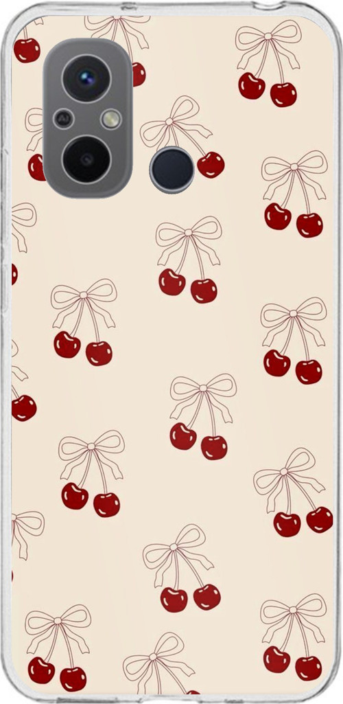 Redmi 12C Uyumlu Fiyonklu Kirazlar Baskılı Silikon Kılıf