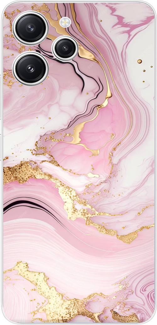 Redmi 12 Uyumlu Pembe Mermer Baskılı Silikon Kılıf