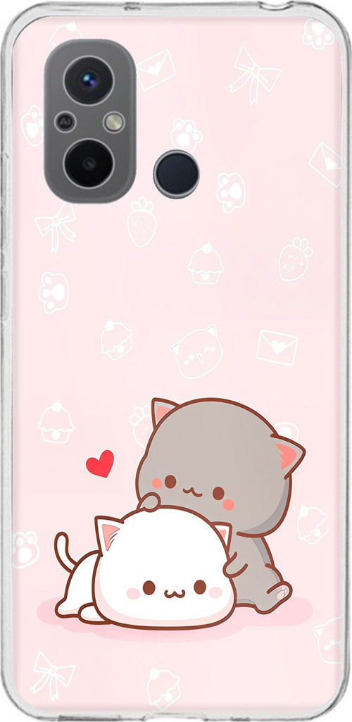 Redmi 12C Uyumlu Sevimli ve Remontik Kediler Baskılı Silikon Kılıf