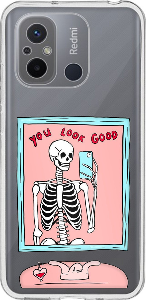 Redmi 12C Uyumlu You Look Good İskelet Tasarımlı Baskılı Silikon Kılıf