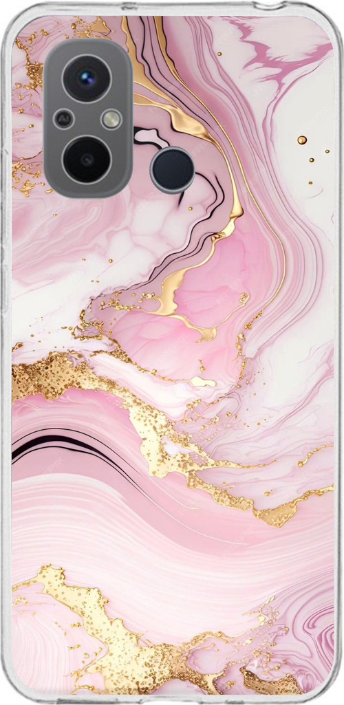 Redmi 12C Uyumlu Pembe Mermer Baskılı Silikon Kılıf