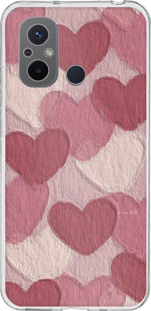 Redmi 12C Uyumlu Pastel Gül Kurusu ve Pembe Kalpli Baskılı Silikon Kılıf