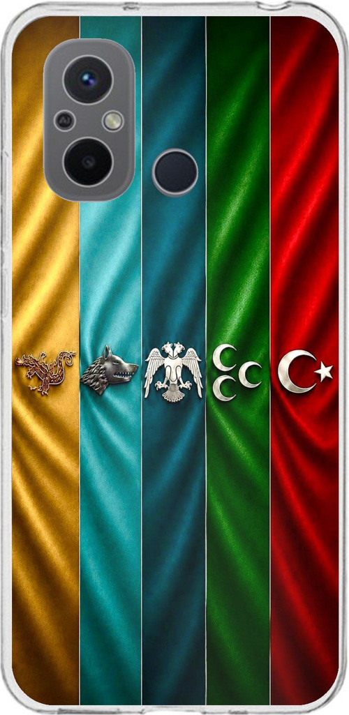 Redmi 12C Uyumlu Tarihi Türk Devletleri Bayrakları Baskılı Silikon Kılıf