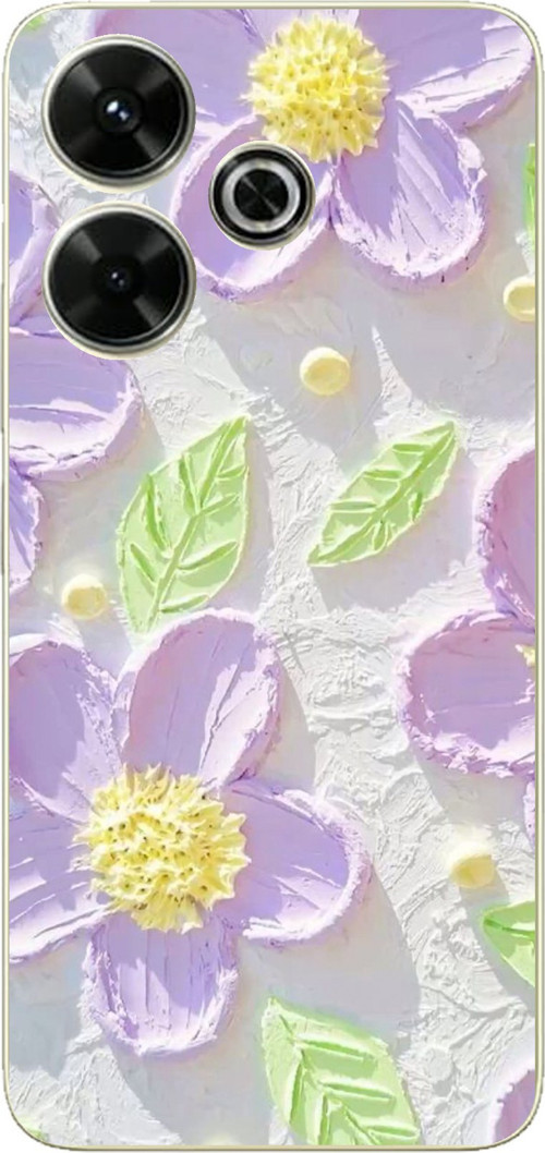 Redmi 13 Uyumlu Mor Papatyalar Sulu Boya Baskılı Silikon Kılıf