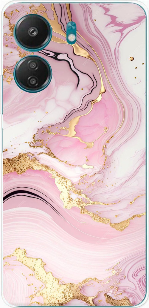 Redmi 13C Uyumlu Pembe Mermer Baskılı Silikon Kılıf