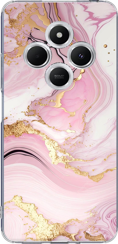 Redmi 14C Uyumlu Pembe Mermer Baskılı Silikon Kılıf