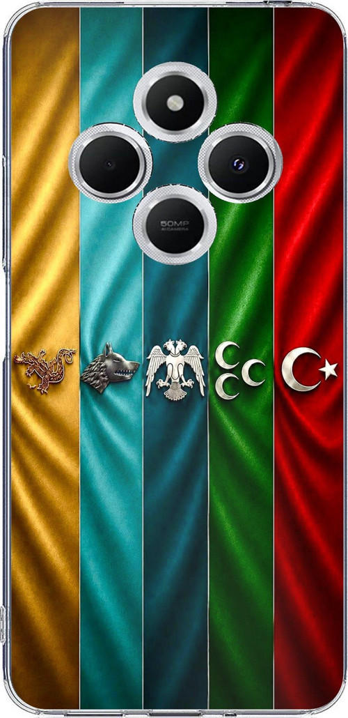 Redmi 14C Uyumlu Tarihi Türk Devletleri Bayrakları Baskılı Silikon Kılıf