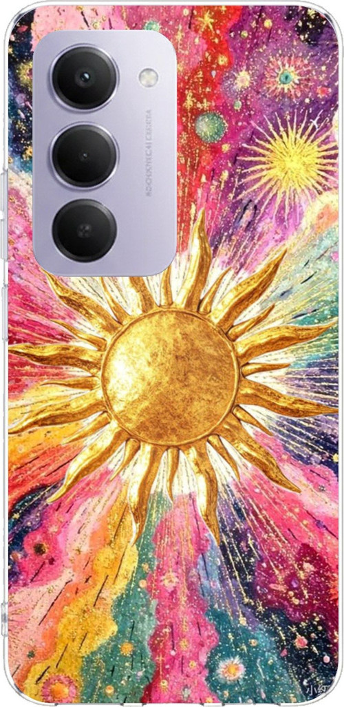 Redmi 15 4G Uyumlu Psikedelik Galaksi ve Güneş Desenli Baskılı Silikon Kılıf