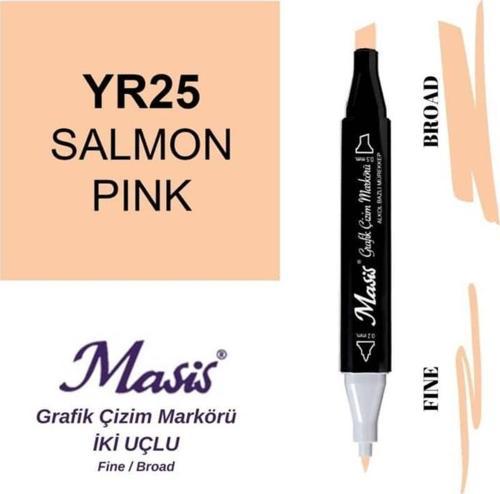 Çift Uçlu Marker Grafik Çizim Kalemi 25 Somon Pembe