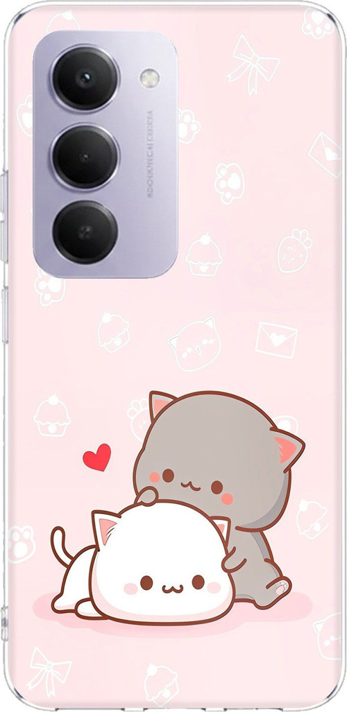 Redmi 15 4G Uyumlu Sevimli ve Remontik Kediler Baskılı Silikon Kılıf
