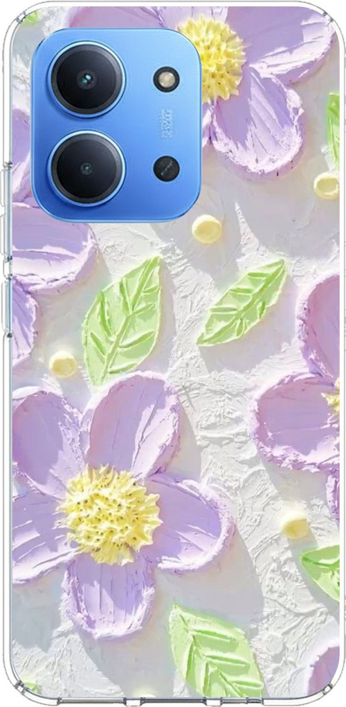 Redmi 15C Uyumlu Mor Papatyalar Sulu Boya Baskılı Silikon Kılıf