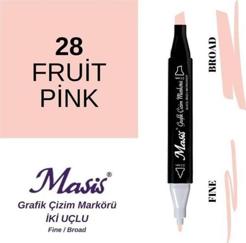 Çift Uçlu Marker Grafik Çizim Kalemi 28 Bejimsi Pembe