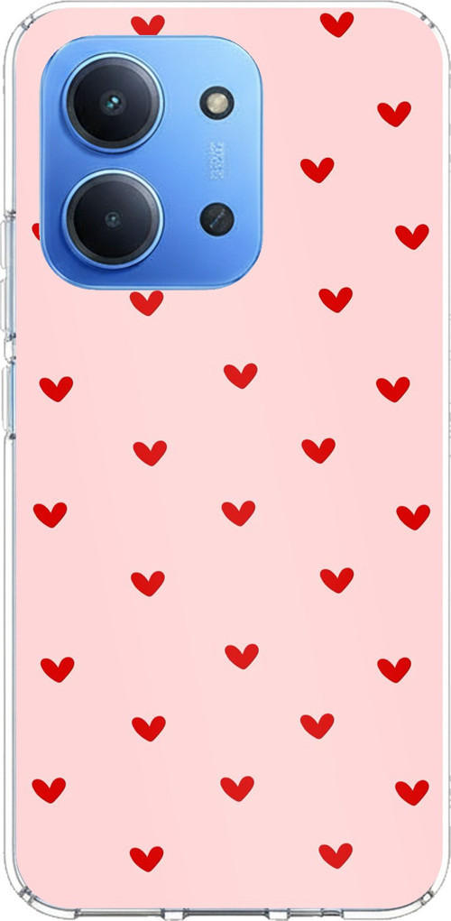 Redmi 15C Uyumlu Kırmızı Minik Kalpler Baskılı Silikon Kılıf
