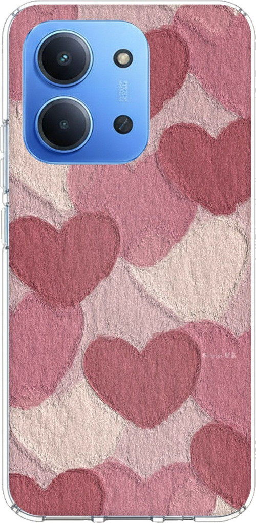Redmi 15C Uyumlu Pastel Gül Kurusu ve Pembe Kalpli Baskılı Silikon Kılıf