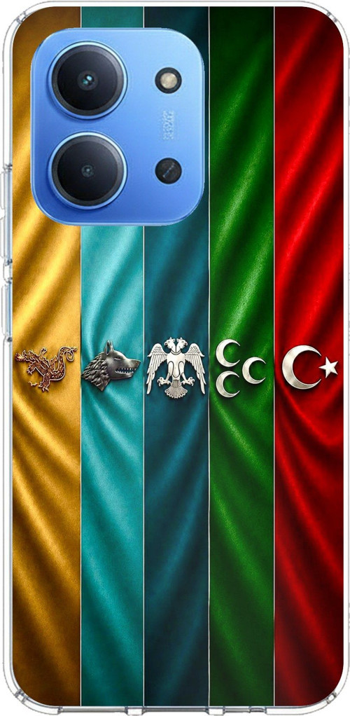 Redmi 15C Uyumlu Tarihi Türk Devletleri Bayrakları Baskılı Silikon Kılıf