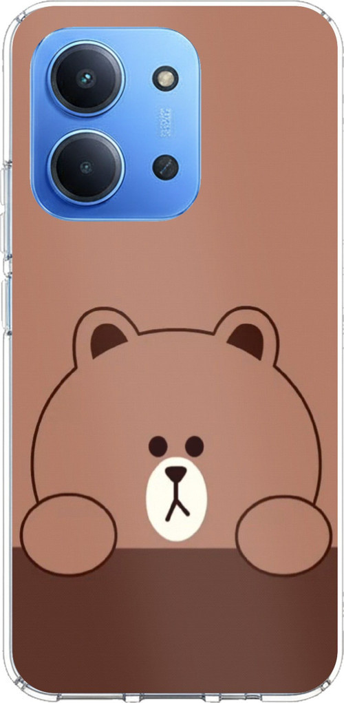 Redmi 15C Uyumlu Kahverengi Ayı Tasarımlı Baskılı Silikon Kılıf