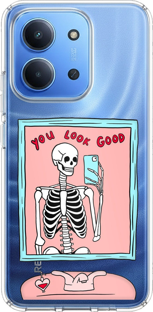 Redmi 15C Uyumlu You Look Good İskelet Tasarımlı Baskılı Silikon Kılıf