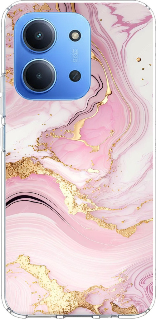 Redmi 15C Uyumlu Pembe Mermer Baskılı Silikon Kılıf