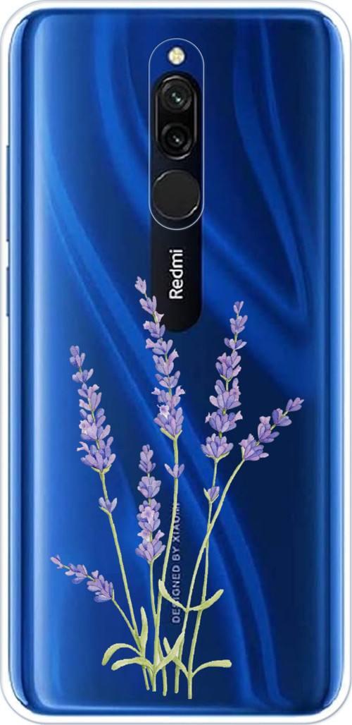 Redmi 8 Uyumlu Lavanta Çiçek Tasarımlı Baskılı Silikon Kılıf