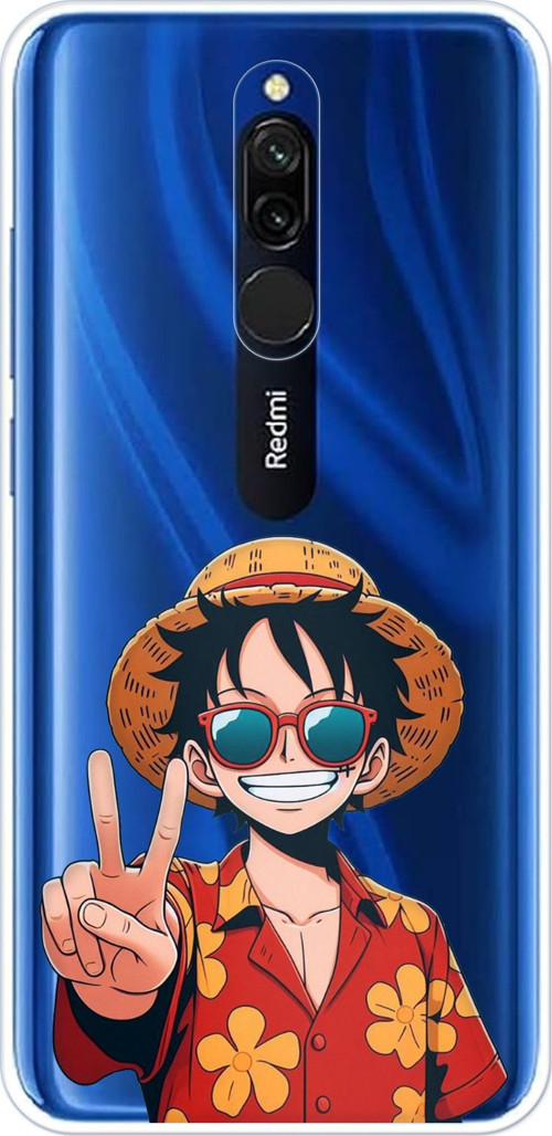 Redmi 8 Uyumlu Monkey D. Luffy Tasarımlı Baskılı Silikon Kılıf