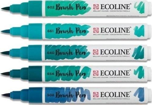Ecoline Brush Pen Fırça Uçlu Kalem 5 Renk Set GREEN BLUE