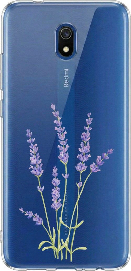 Redmi 8A Uyumlu Lavanta Çiçek Tasarımlı Baskılı Silikon Kılıf