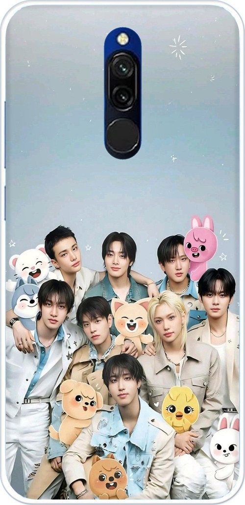Redmi 8 Uyumlu Tray Kids K-Pop Grubu ve SKZOO Temalı Baskılı Silikon Kılıf